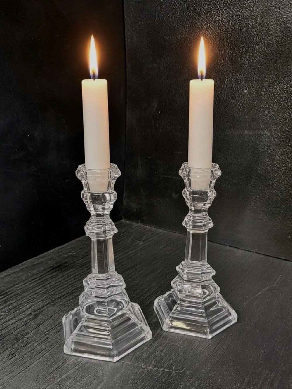 Tiffany & Co Crystal Plymouth Candle Holders Set of 2 *READ